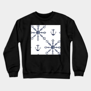 Maritime pattern made of snowflakes and anchors Crewneck Sweatshirt